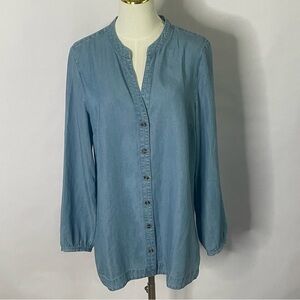Soft Surroundings chambray tencel button down women’s Size M top coastal boho